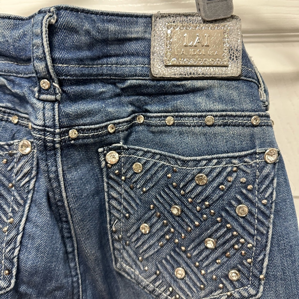 L.A. idol Women's Blue Embellished Jeans